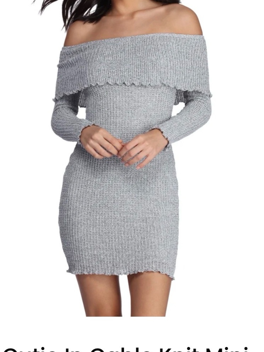 Ellen Gray Off-the-Shoulder Long Sleeve Bodycon Dress